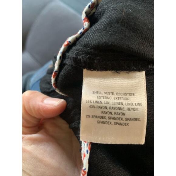 Anthropologie Elevenses Black Linen Blend Paper Bag High Waist Trousers - Picture 6 of 9